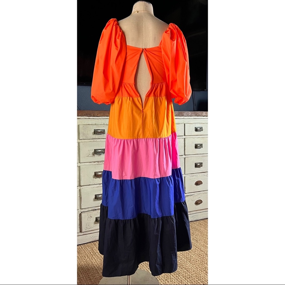 Anthropologie Farm Rio Tiered Colorblock Maxi Dress NWT New XXS - Picture 9 of 14